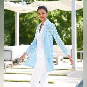 Sky blue sweater blazer